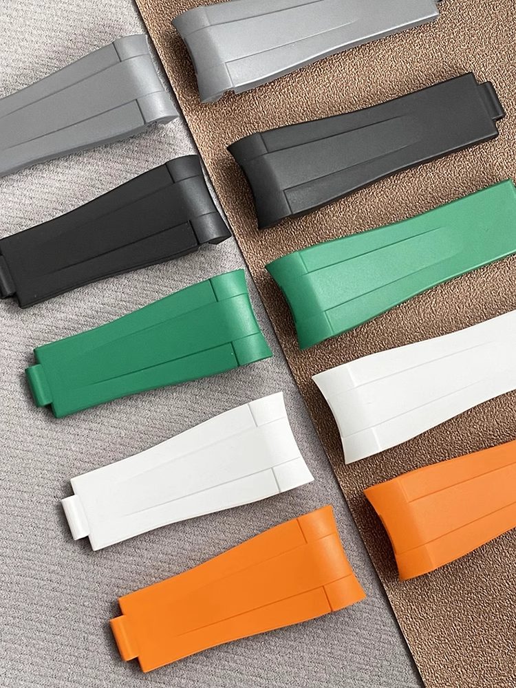 FKM rubber straps for Rolex Submariner laid out in nine colors