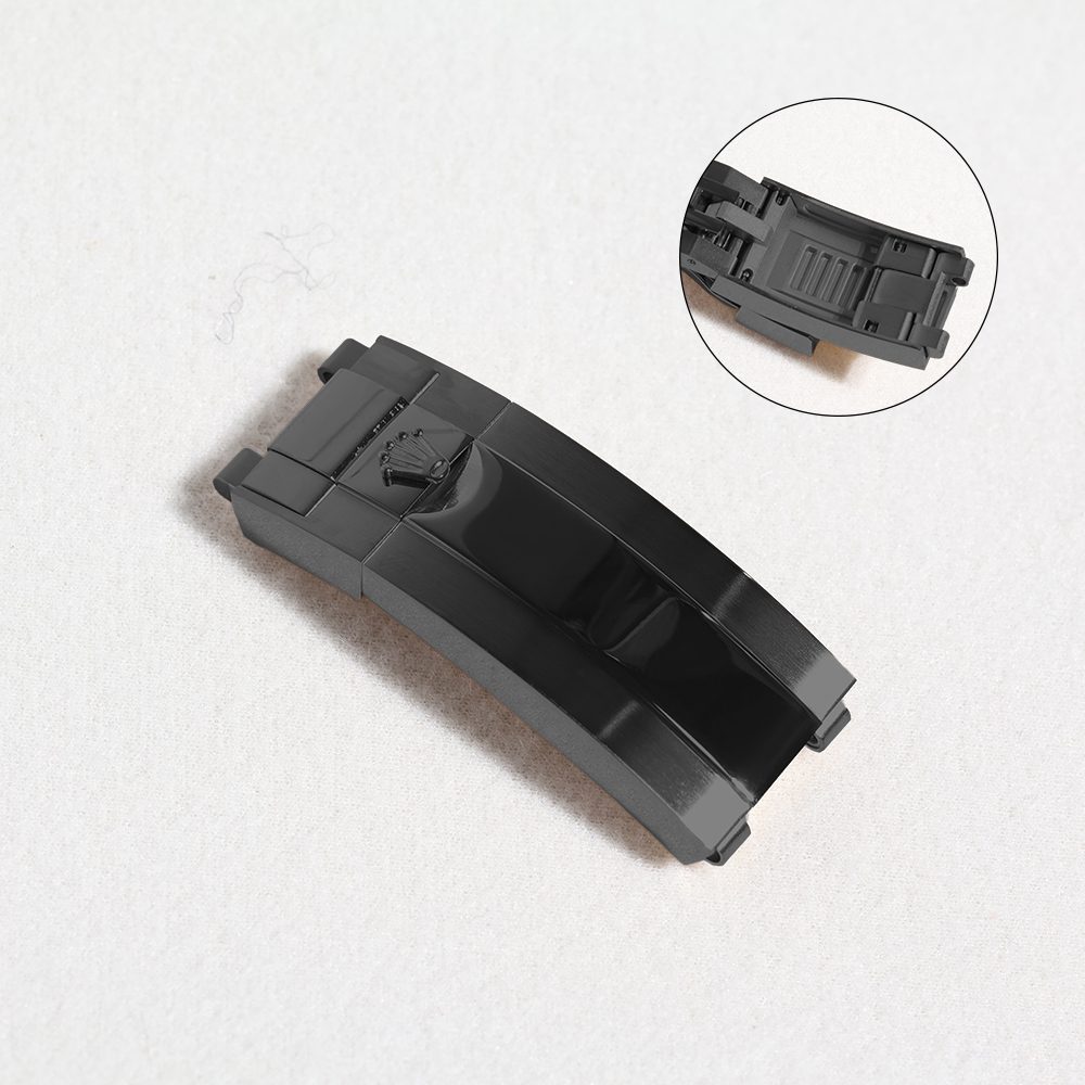 Matte black PVD crown-logo deployant clasp for Rolex