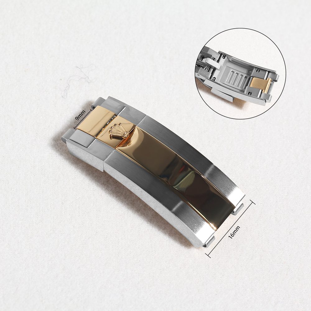 Steel and yellow-gold two-tone crown-logo deployant clasp for Rolex