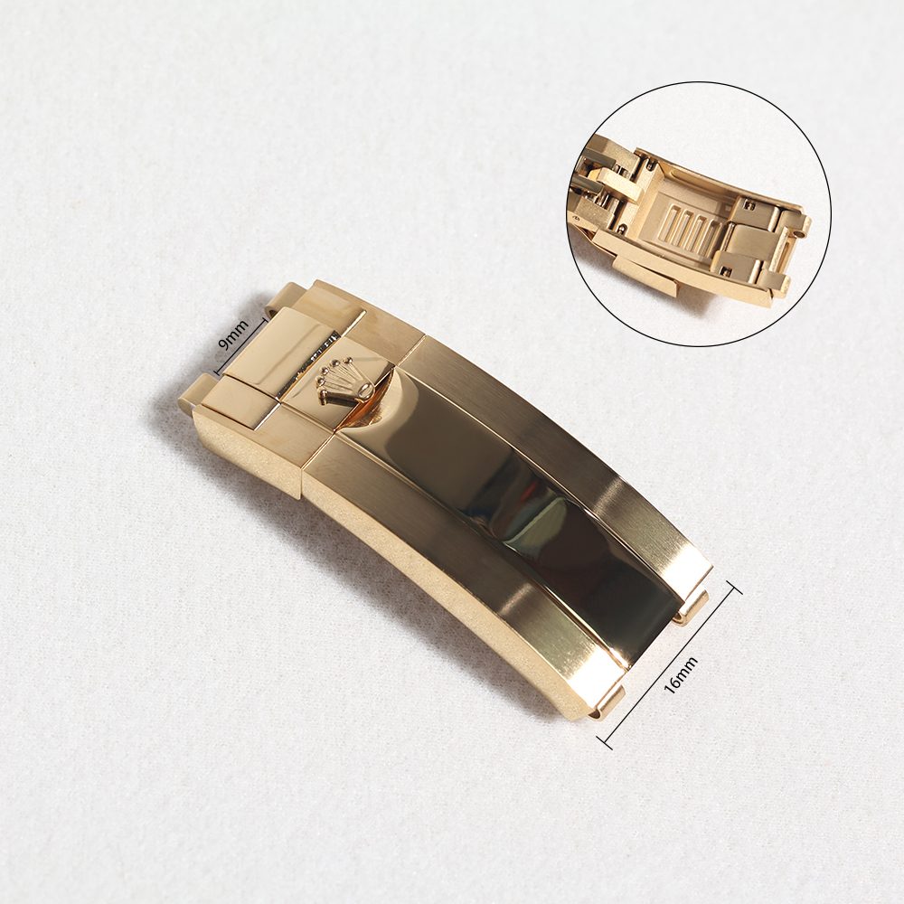 Yellow gold crown-logo deployant clasp for Rolex